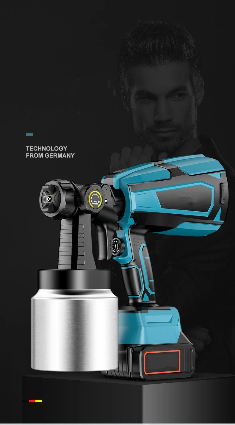 Pistolet pulv¨¦risateur ¨¦lectrique sans fil, pulv¨¦risateur de peinture, a¨¦rographe de rev¨ºtement en acier pour meubles automobiles, 5 buses, compatible avec la batterie Makita, 1000ml