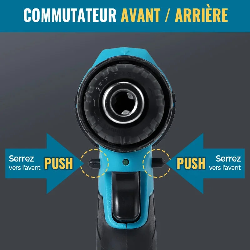 Perceuse ¨¤ percussion sans fil 28V, perceuse ¨¦lectrique aste haute puissance, batterie au lithium 1350, vitesse pliable, tournevis multifonctionnel