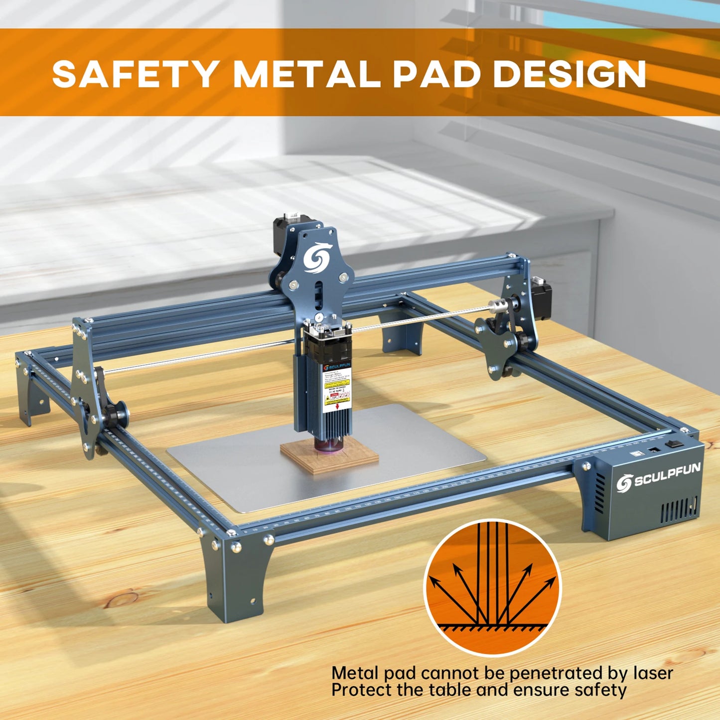 S9-Machine de Gravure Laser Ultra-Mince avec Rouleau ½Ç Distance 90W, Graveur Acrylique, 410x420mm