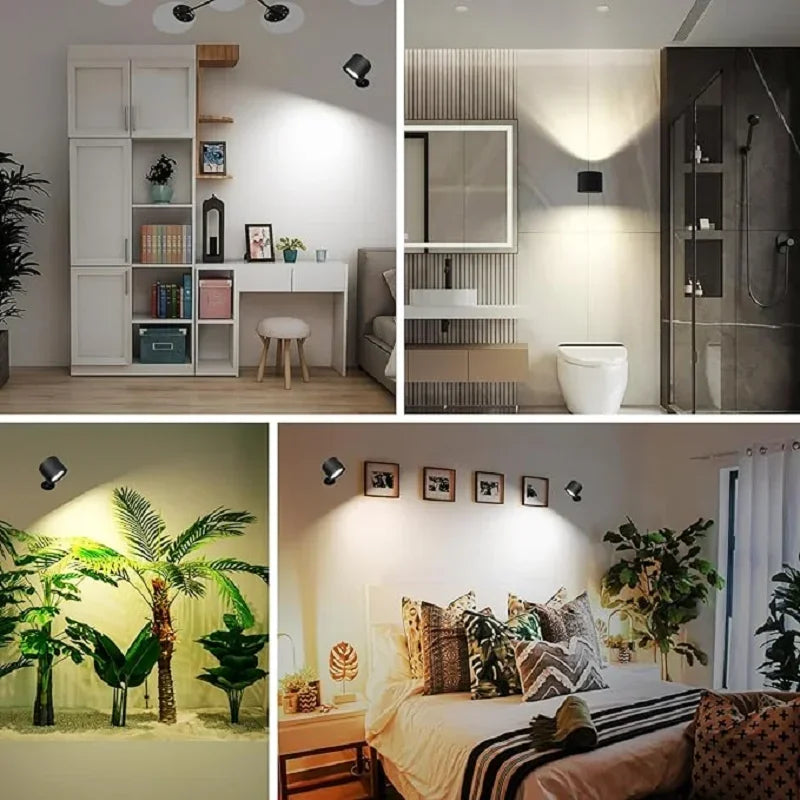 LED Mini applique magnétique double tête contrôle tactile télécommande sans fil Portable veilleuse 360 rotatif USB Recharge lampe d'ambiance