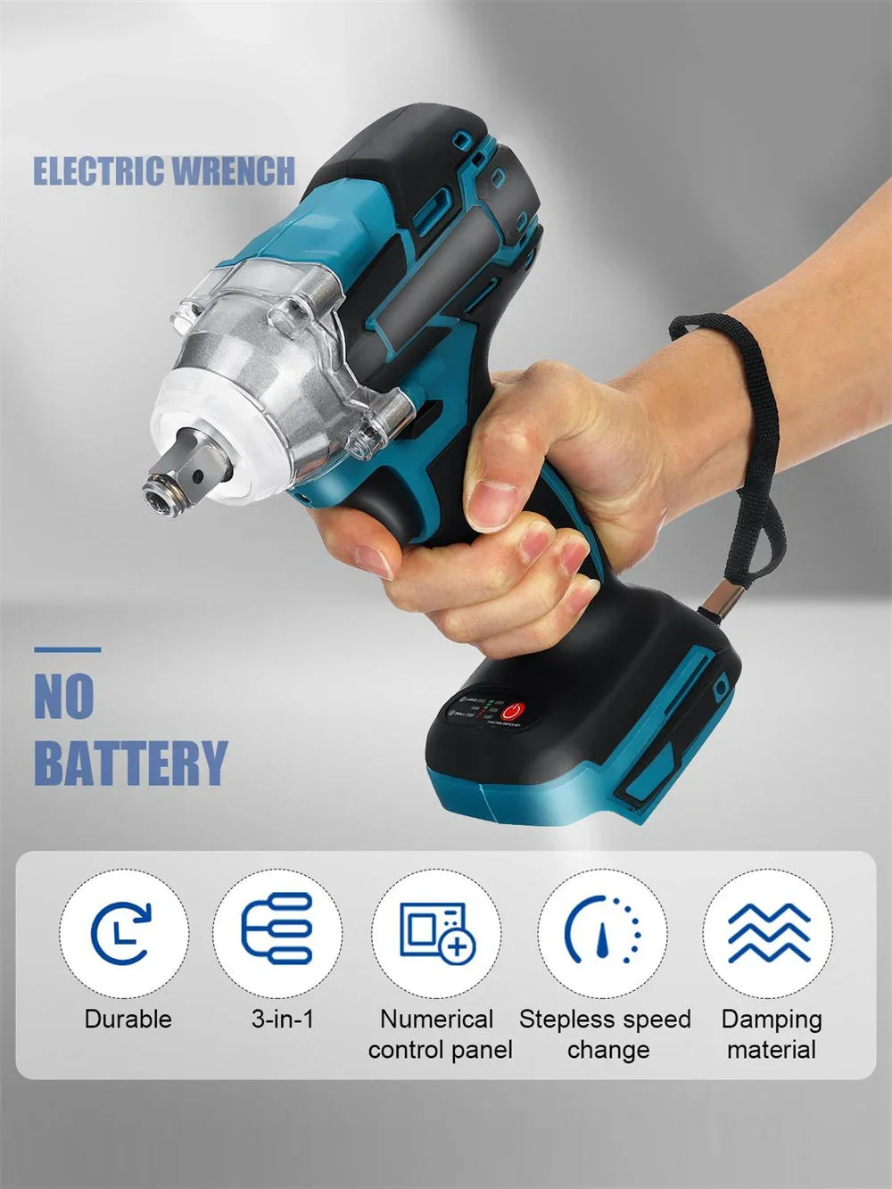 Cl¹È ½Ç chocs ¹Èlectrique sans fil, tournevis sans balais, outils ¹Èlectriques, compatible avec la batterie 18V, 520N.m, 1/2 pouces
