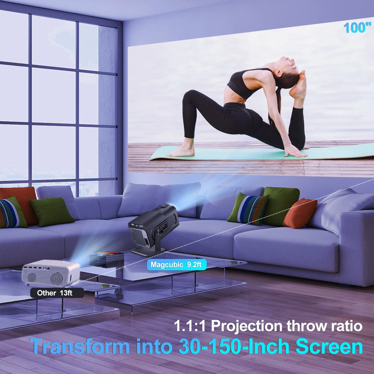 Projecteur portable Android 11, 4K, natif 1080P, 390ANSI, HY320, touristes, Wifi6, BTpig, cin¨¦ma 1920*1080P, prostate ou am¨¦lior¨¦ HY300