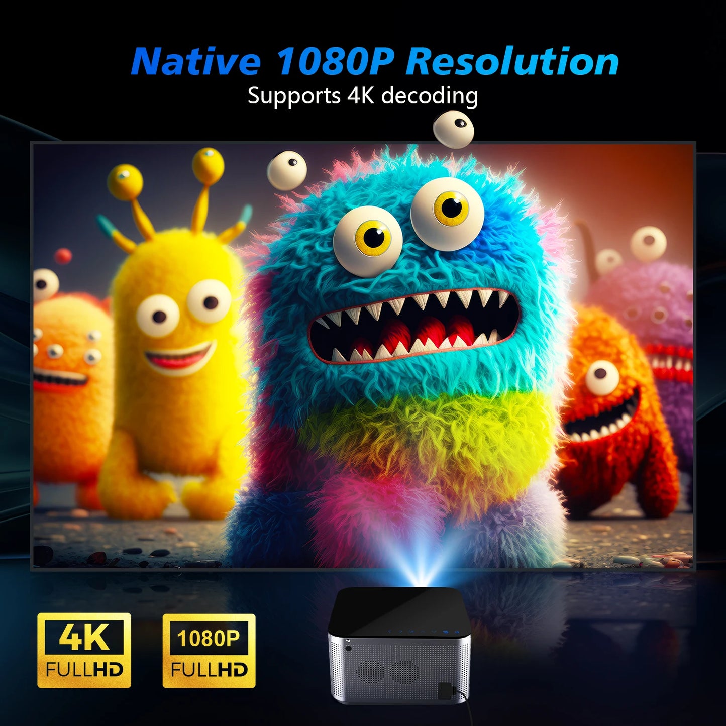 Projecteur , Android 11, 4K, 1080P, Wi-Fi 6, commande vocale, Allwinner H713, mise au point ¨¦lectronique BTpig, Home Prodefait ou HY350 Pro