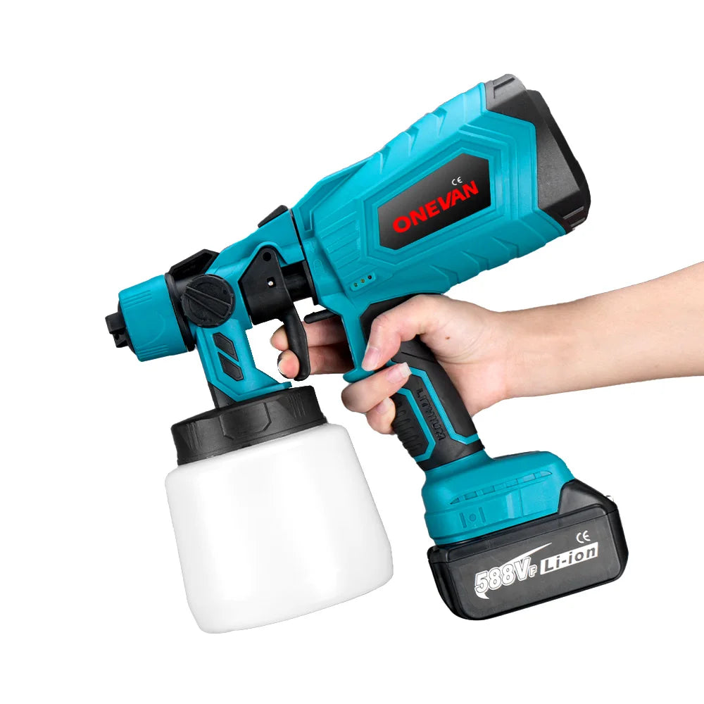 Pistolet ¨¤ peinture ¨¦lectrique sans fil, pulv¨¦risateur de peinture, a¨¦rographe ¨¤ rev¨ºtement en acier pour meubles automobiles, 3 buses, compatible avec la batterie Makita, 1000ml