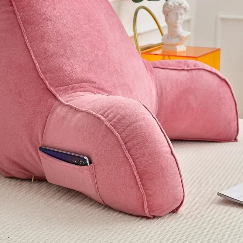 Oreiller de lecture en mousse ½Ç m¹Èmoire de forme ultra doux, coussin de dos de chevet de canap¹È de bureau, coussins de soutien lombaire de lit, assistance de dos de dossier, pink, 75x40x40cm