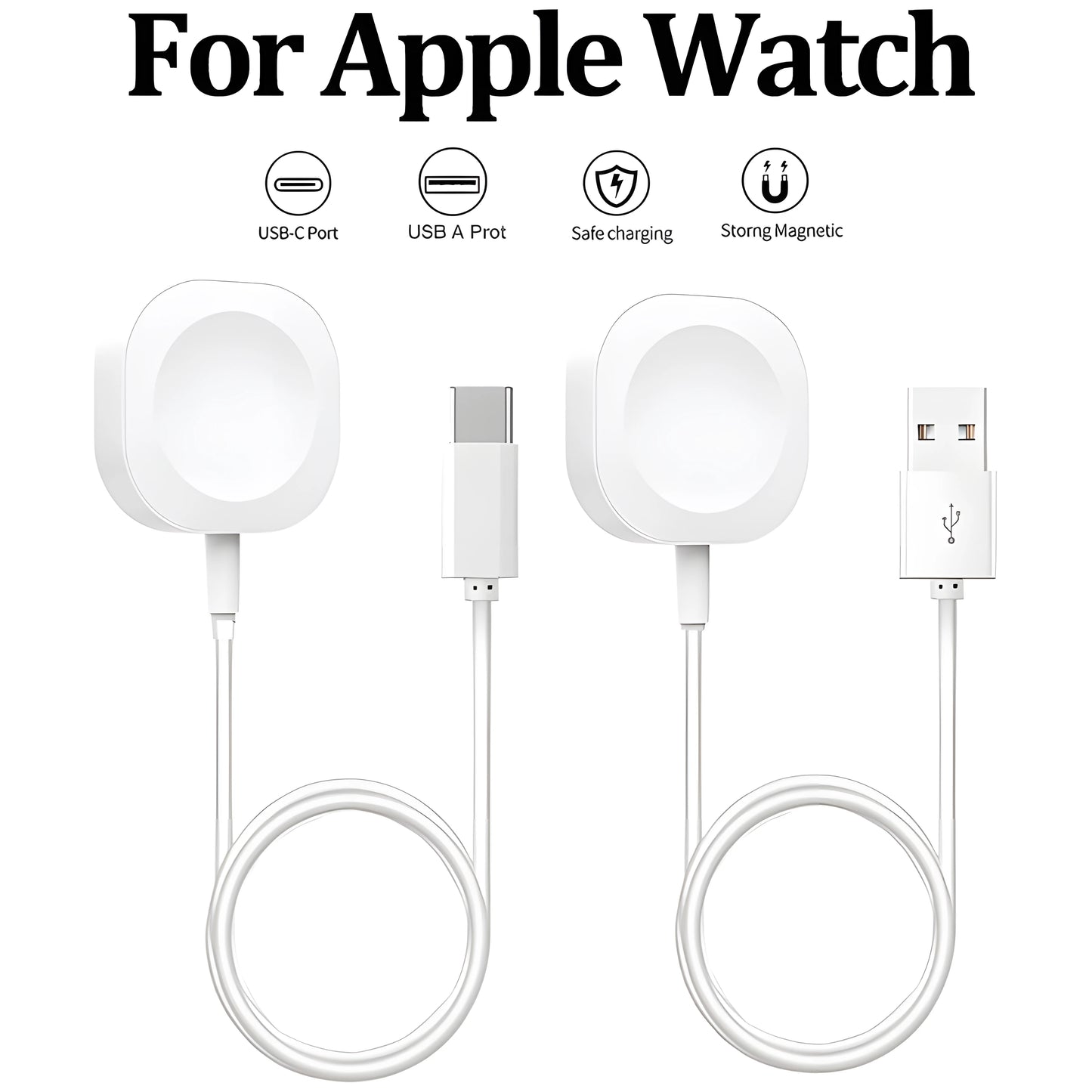 Chargeur rapide USB A magnétique sans fil 2024, pour Apple Watch Ultra série 9 8 7 6 SE Type C, câble de chargement pour iWatch série 5 3 2
