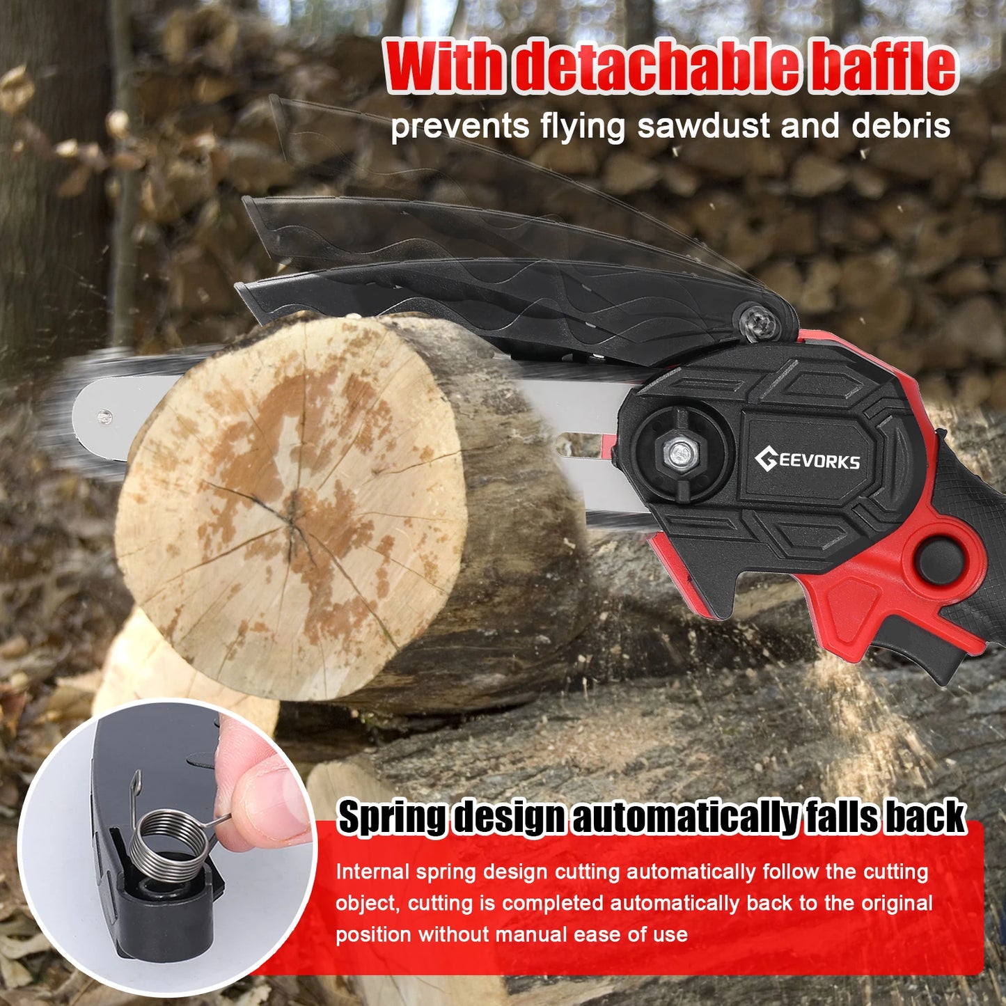 Scie ½Ç ¹Èlaguer ¹Èlectrique portable, petite tron?onneuse ½Ç fendre le bois, moteur ½Ç brosse, outil de travail de calcul ½Ç une main pour jardin et verger, 21V, 6 po