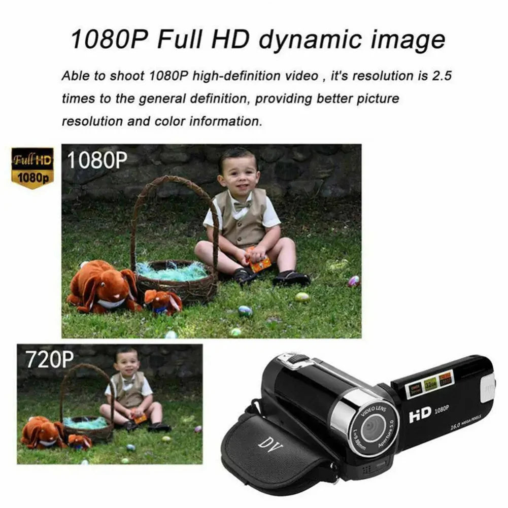Cam¨¦ra vid¨¦o num¨¦rique avec vision nocturne et n'aime optique 16x, cam¨¦scope pour la prise de vue de vid¨¦os Vlogger, cam¨¦ra statique, 16m, 1080P