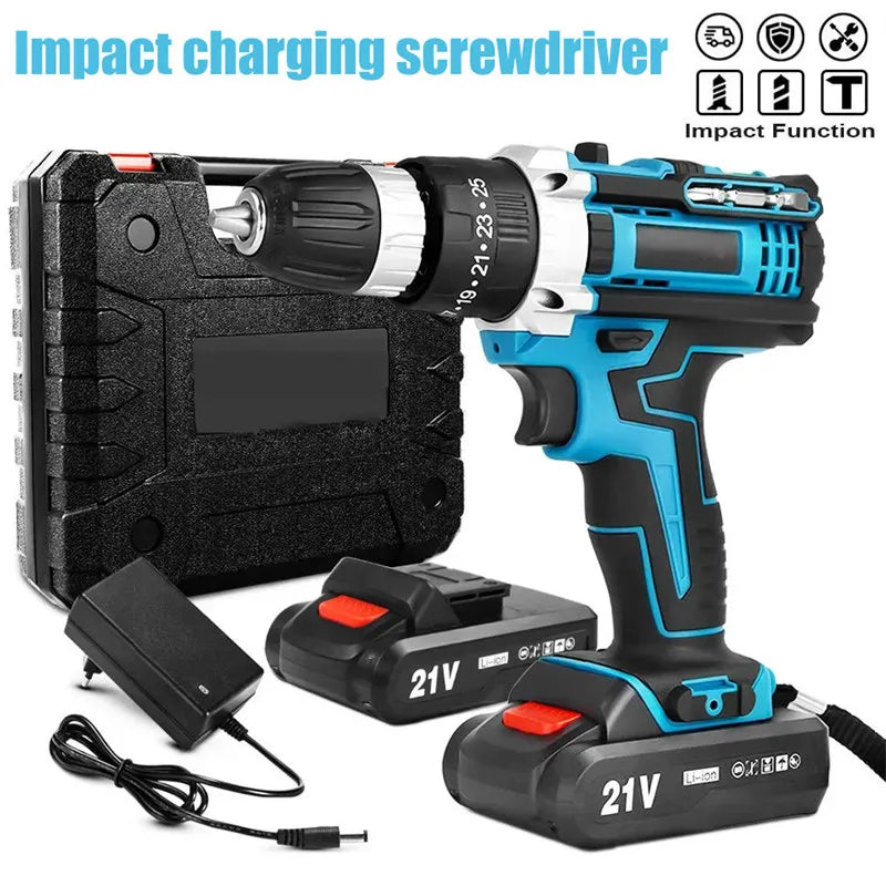 Tournevis sans fil ½Ç percussion 21V 1600, perceuses pliables ½Ç grande vitesse, perceuse ½Ç batterie aste, perceuse domestique, outils ¹Èlectriques avec forets