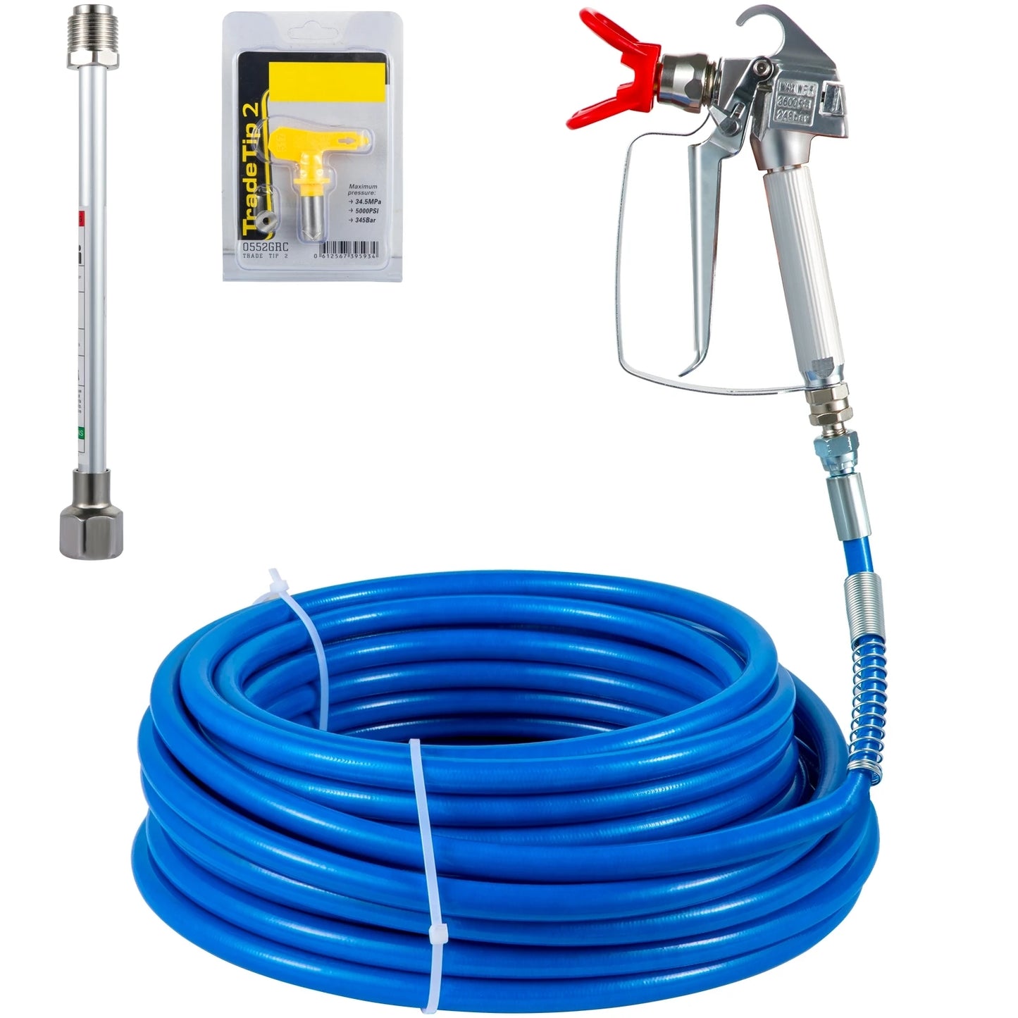 Kit de tuyau de pulv¨¦risation de peinture sans air, tube en fibre haute pression, rallonge de 8 ", plus r¨¦cent, 50 pieds, 3600psi