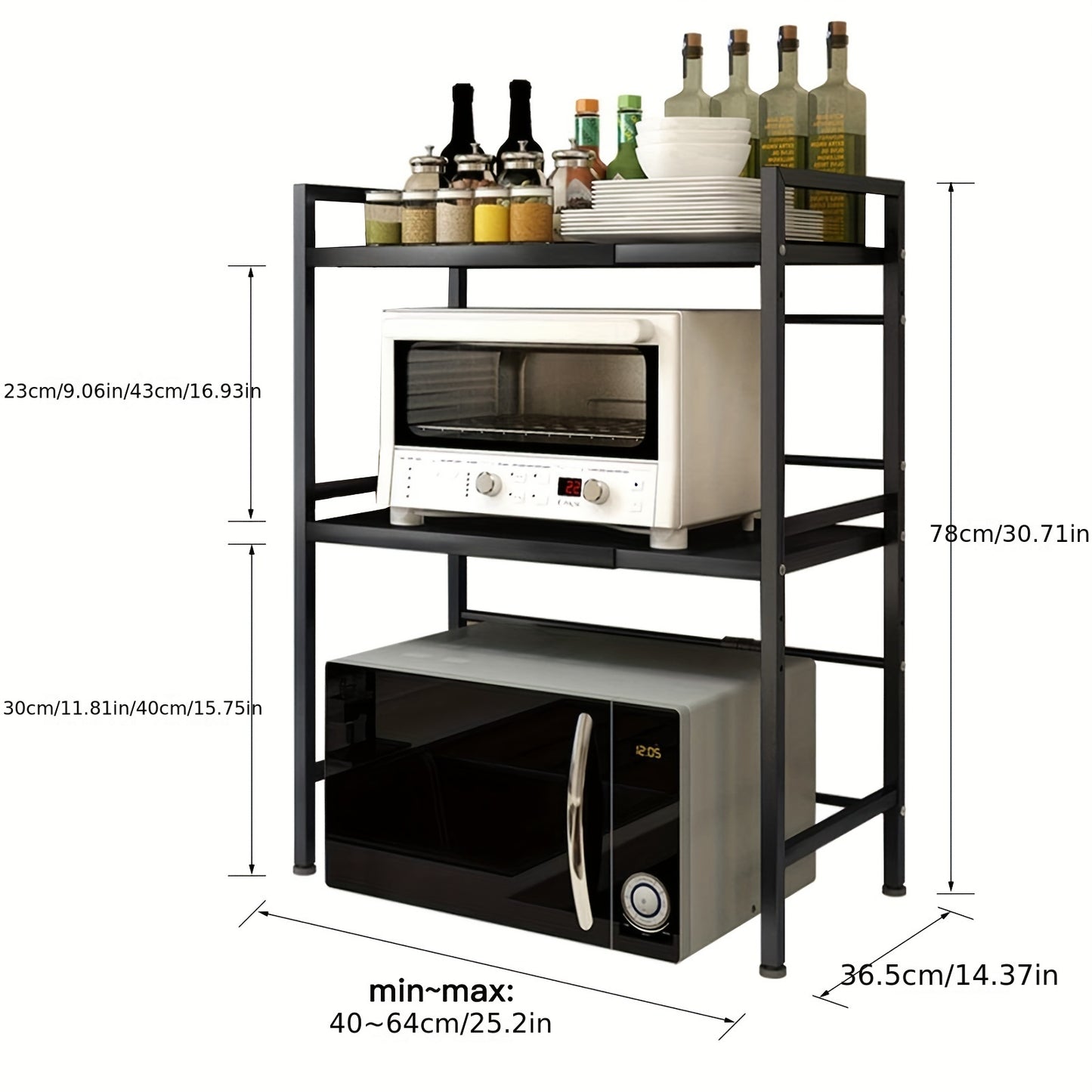 ¨¦tag¨¨re de rangement de cuisine, ¨¦tag¨¨re ¨¤ micro-ondes extensible, ¨¦tag¨¨re ¨¤ ¨¦pices avec crochets, gain de place, convient ¨¤ la cuisine, au placard, au garage et ¨¤ d'autres espaces de rangement