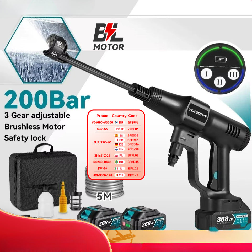 Pistolet ¨¤ eau haute pression sans balais, lave-auto, 6 en 1, livres, lavage de jardin, odorpulv¨¦risateur pour Makita, batterie 18V, 200 bars