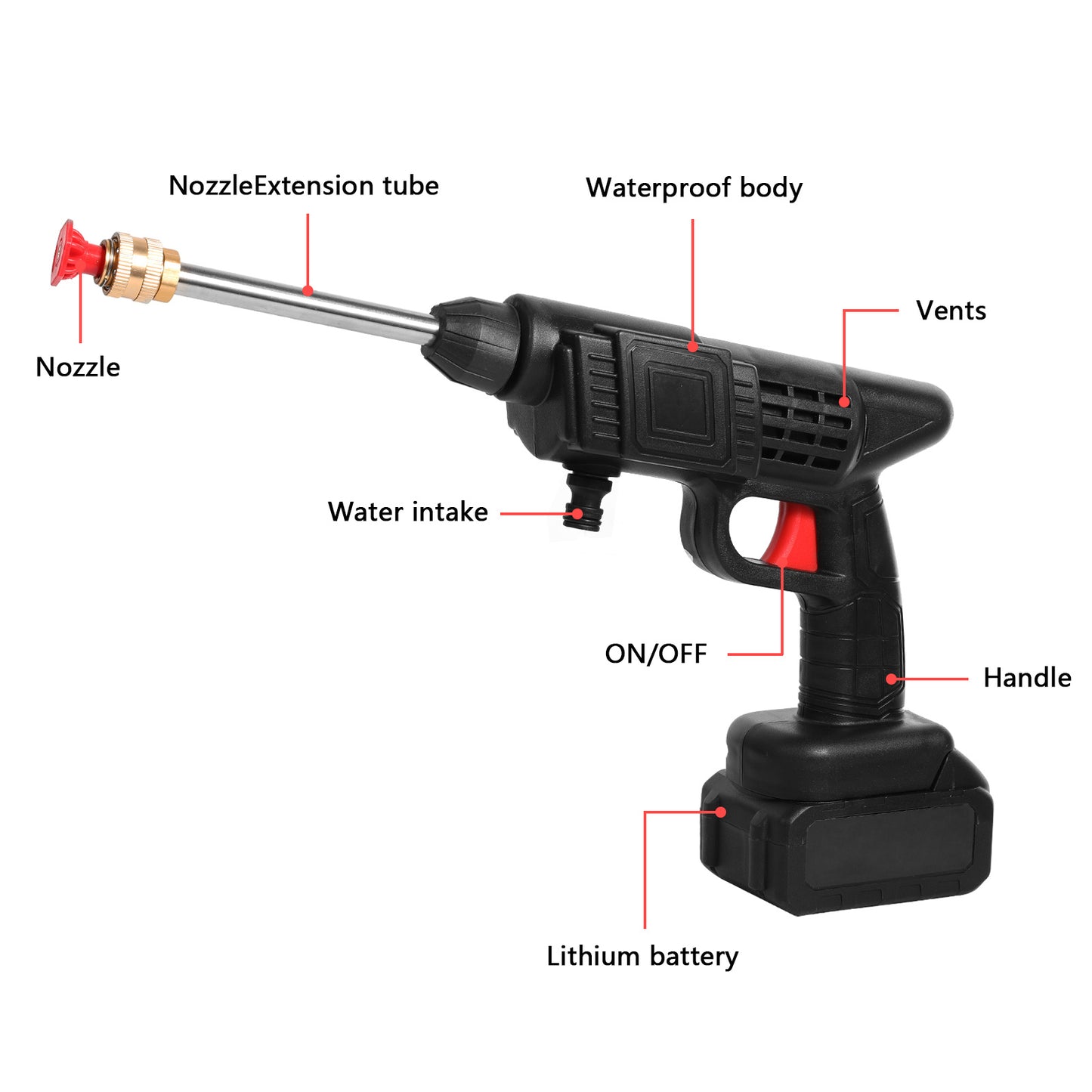 Nettoyeur ¨¤ haute pression sans fil de 200W, pistolet d'eau ¨¤ pression pour laver la voiture, machine de nettoyage ¨¤ pression d'eau pour Makita 18V Battery
