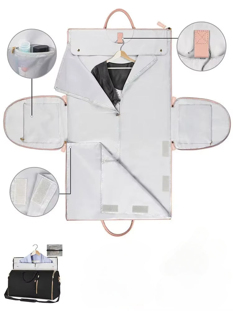 Sac à vêtement en cuir PU avec lettres personnalisées pour femme, sac de sport pliable, sac imbibé pour le voyage, grande taille