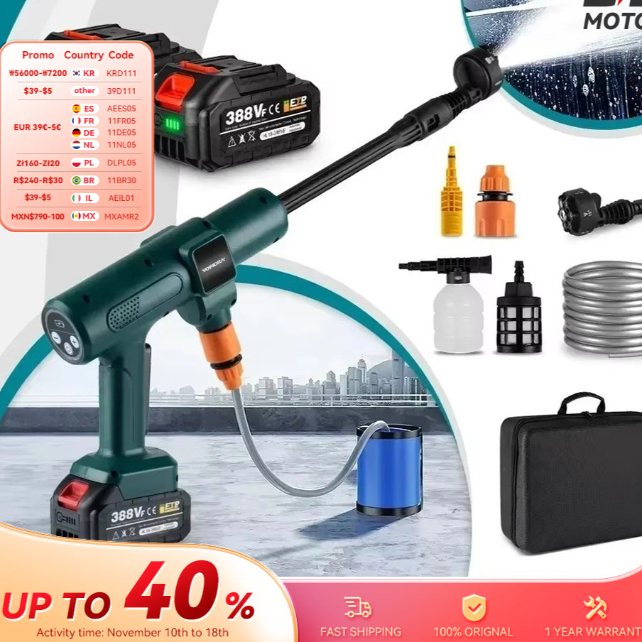 Nettoyeur haute pression ¨¦lectrique sans balais, odor¨¤ eau de jardin pour lavage de voiture, odorpulv¨¦risateur Makita, batterie 18V, 6 en 1, 200 bars, 3500W