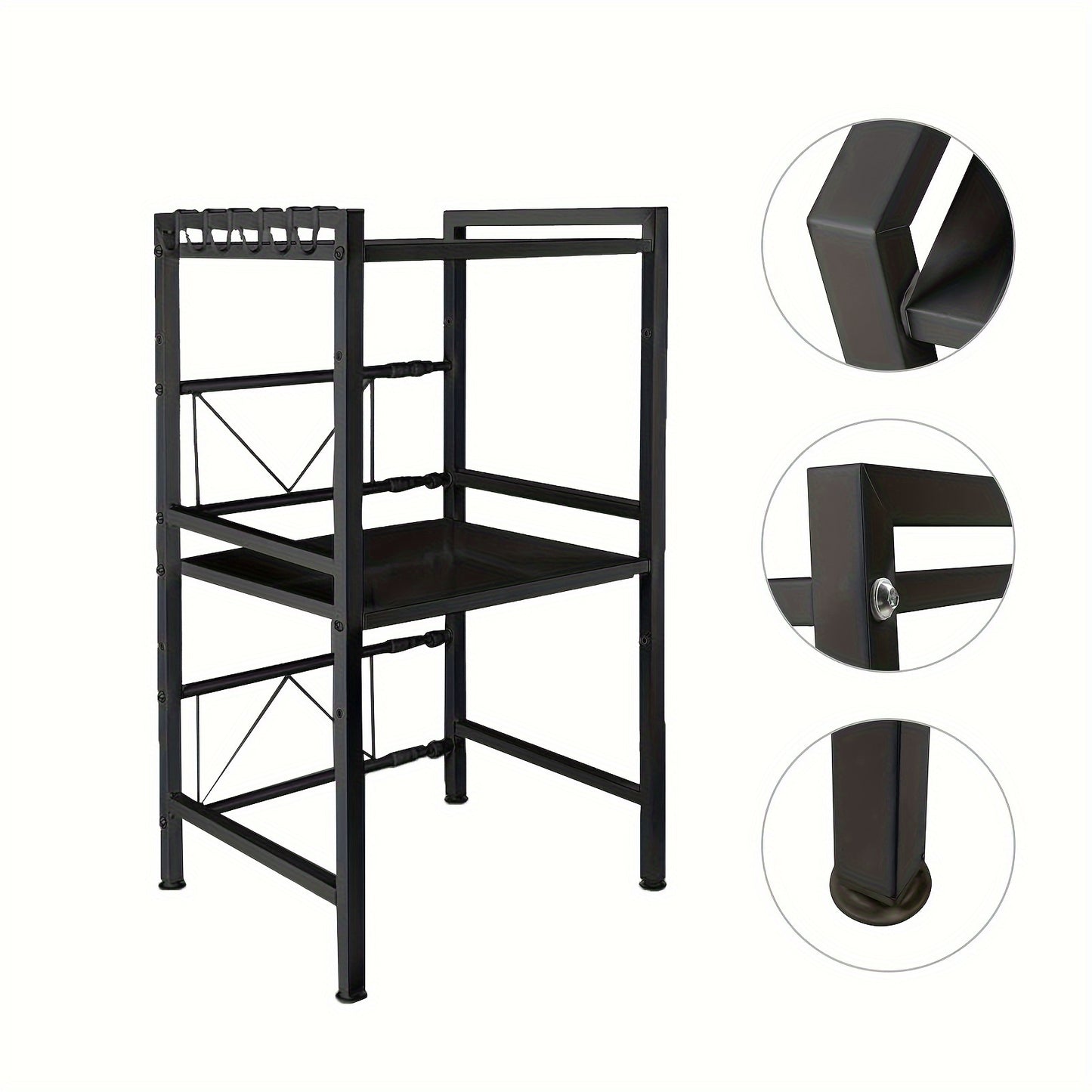 ¨¦tag¨¨re de rangement de cuisine, ¨¦tag¨¨re ¨¤ micro-ondes extensible, ¨¦tag¨¨re ¨¤ ¨¦pices avec crochets, gain de place, convient ¨¤ la cuisine, au placard, au garage et ¨¤ d'autres espaces de rangement