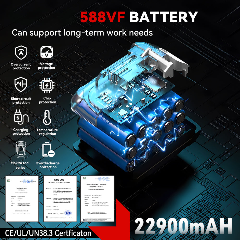 Outil ¹Èlectrique sans fil pour Makita, batterie au lithium-ion de 1/2 pouces, sans balais, 18V, couple de 1800 N.M, 2 Battery EU Plug B