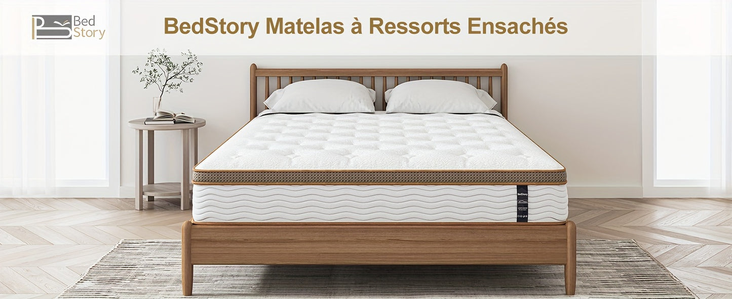 Matelas ¨¤ ressorts ensach¨¦s, mousse ¨¤ m¨¦moire de forme, technologie hybride multicouche, confort personnalis¨¦ - ¨¦paisseur 22 cm,90x190cm