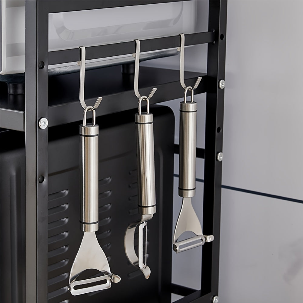 ¨¦tag¨¨re de rangement de cuisine, ¨¦tag¨¨re ¨¤ micro-ondes extensible, ¨¦tag¨¨re ¨¤ ¨¦pices avec crochets, gain de place, convient ¨¤ la cuisine, au placard, au garage et ¨¤ d'autres espaces de rangement