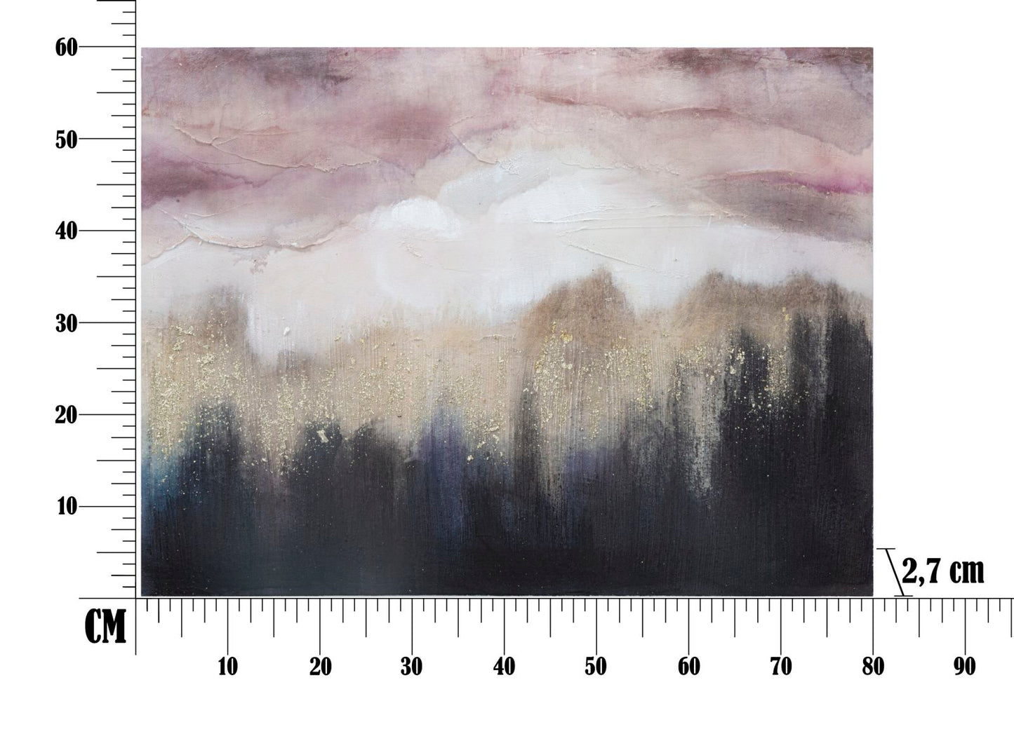 DIPINTO SU TELA ROSE MONTAGNE CM 80X2,7X60