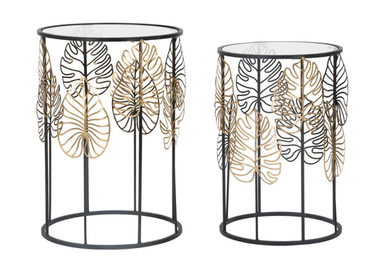 TAVOLINETTI FOGLIE GLAM COPPIA CM ? 38X55-33X50