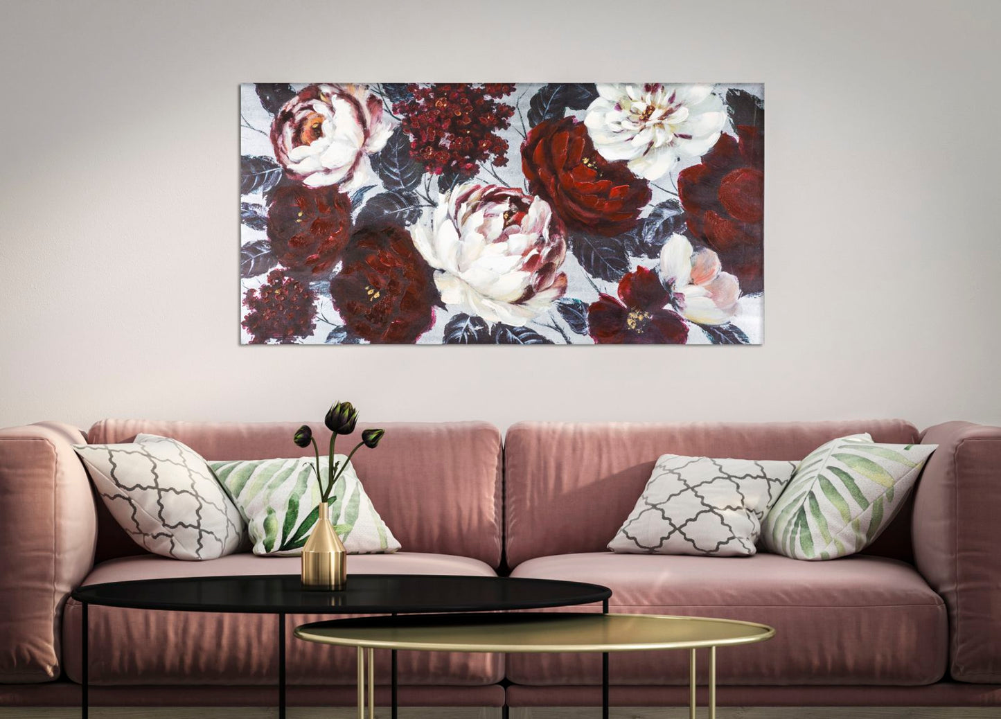 DIPINTO SU TELA BLANC/ROUGE FLEUR FONC¨¦ CM 
120X3,7X60