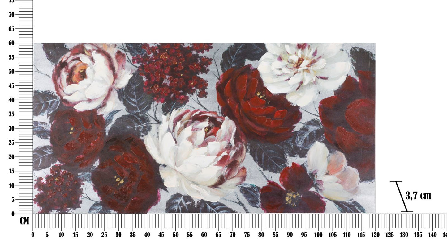 DIPINTO SU TELA BLANC/ROUGE FLEUR FONC¨¦ CM 
120X3,7X60