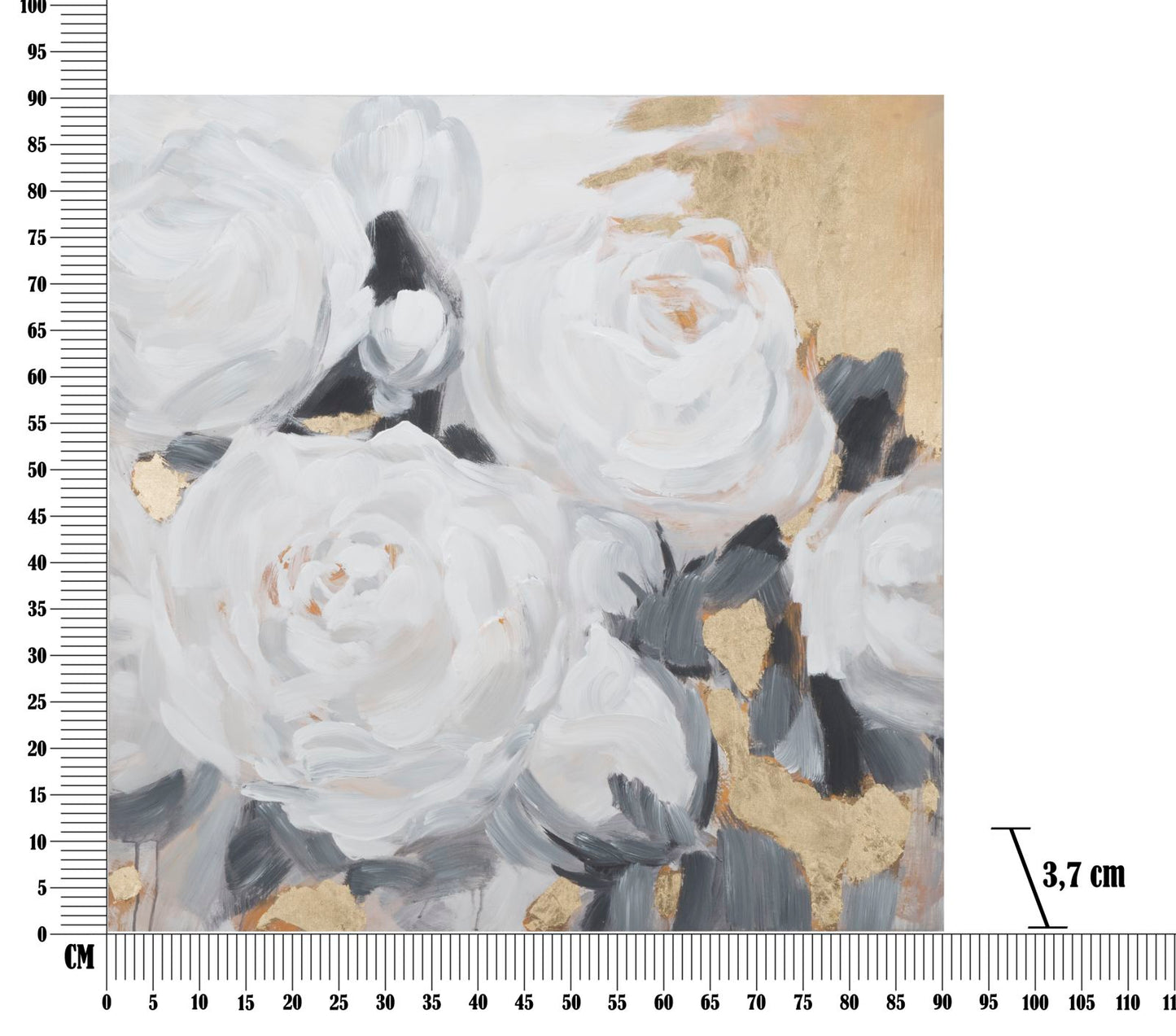 DIPINTO SU TELA FLEUR BLANCHE -A- CM 90X3,7X90