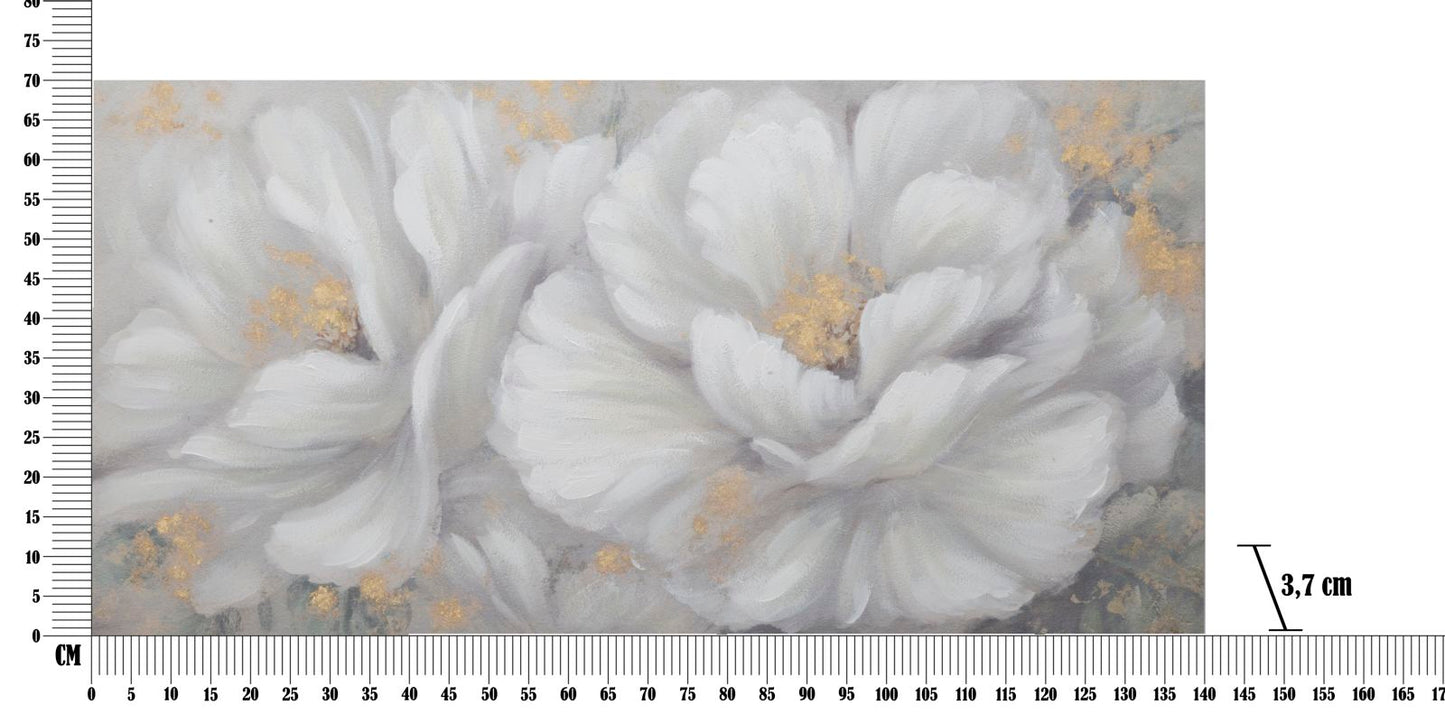 DIPINTO SU TELA BLANC/OR FLEUR CM 
140X3,7X70