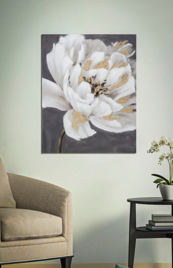 DIPINTO SU TELA BLANC/OR FLEUR CM 
80X3,7X100