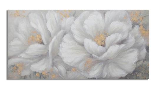 DIPINTO SU TELA BLANC/OR FLEUR CM 
140X3,7X70