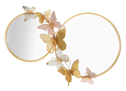SPECCHIO DA MURO DOUBLE FARFALLE ROSE CM 81X3X52,5