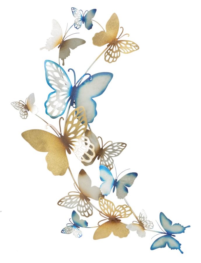 PANNELLO DA MURO PAPILLONS ORO/CELESTE C CM 59,5X4X111,5