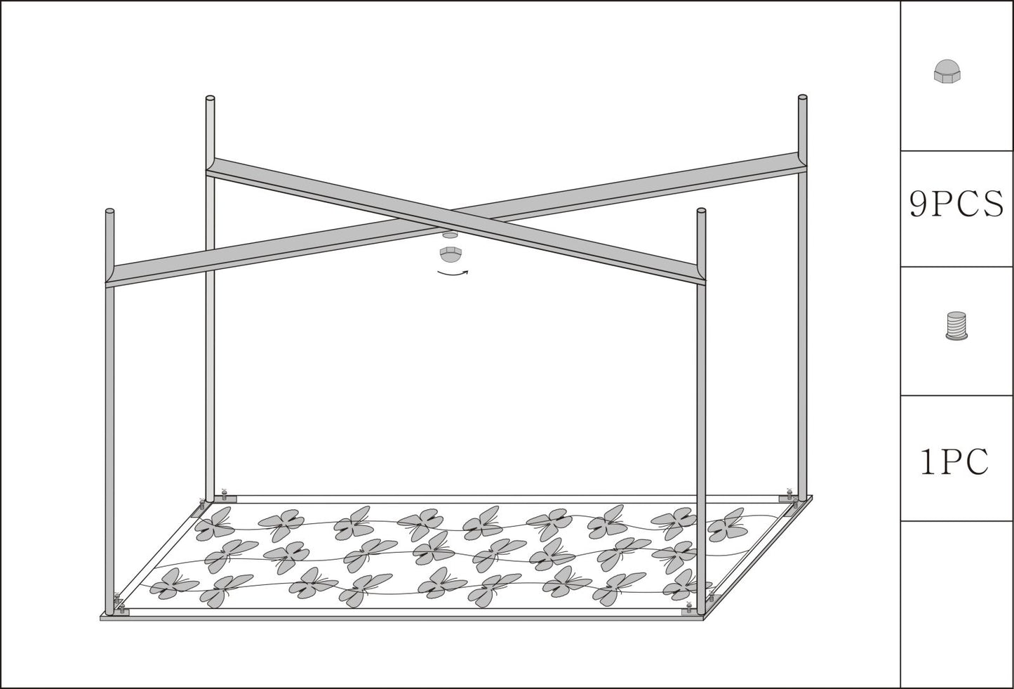 CONSOLE PAPILLONS VERRE CM 100X35X80