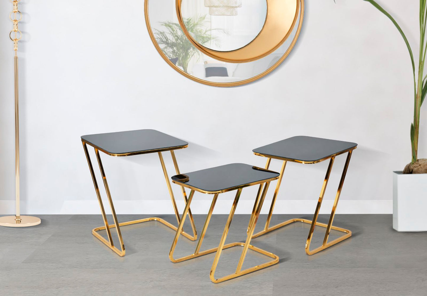 TAVOLINETTI ENSEMBLE SIMPLE 3PZ CM 44X50,5X55,5-39X49X51-34X47X45
