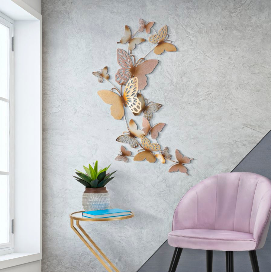PANNELLO DA MURO PAPILLONS ORO/ROSA C CM 59,5X4X111,5