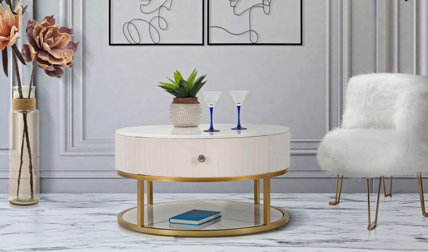 TAVOLO DA CAFFE' MONTPELLIER CREMA CM ? 75X36