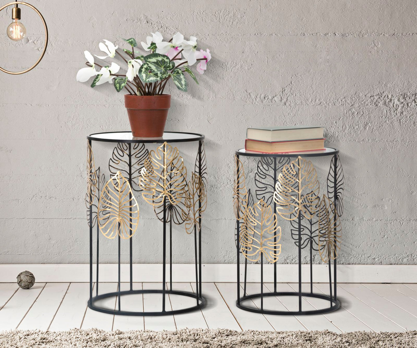 TAVOLINETTI FOGLIE GLAM COPPIA CM ? 38X55-33X50