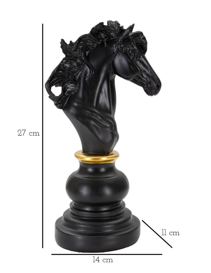CAVALLO NERO E ORO CM 14X11X27