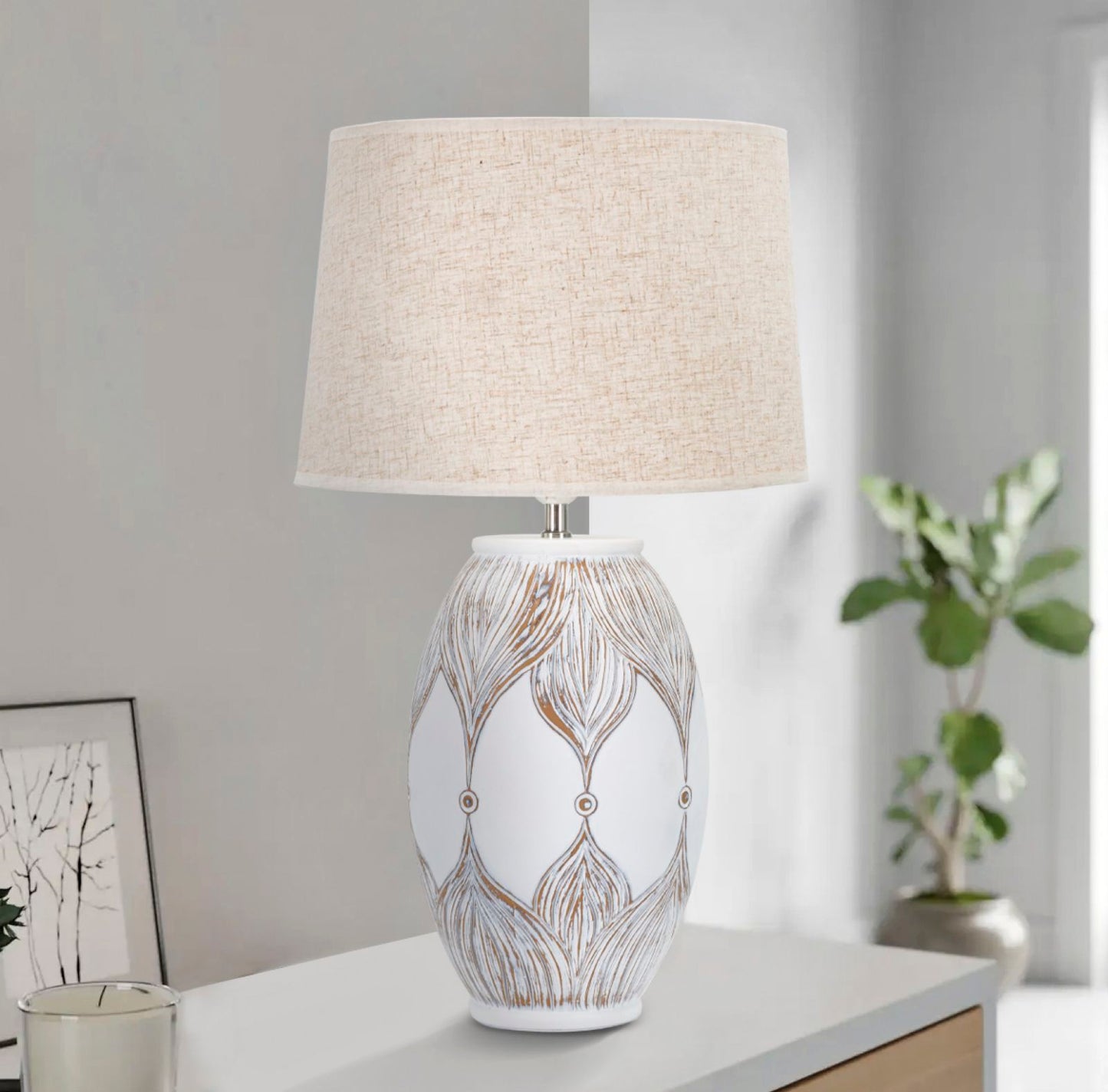 LAMPADA DA TAVOLO RESINA OVALE ATENE CM ? 38X67