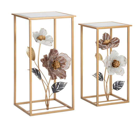 TAVOLINETTI FLEUR COPPIA CM 36X36X70-30X30X60