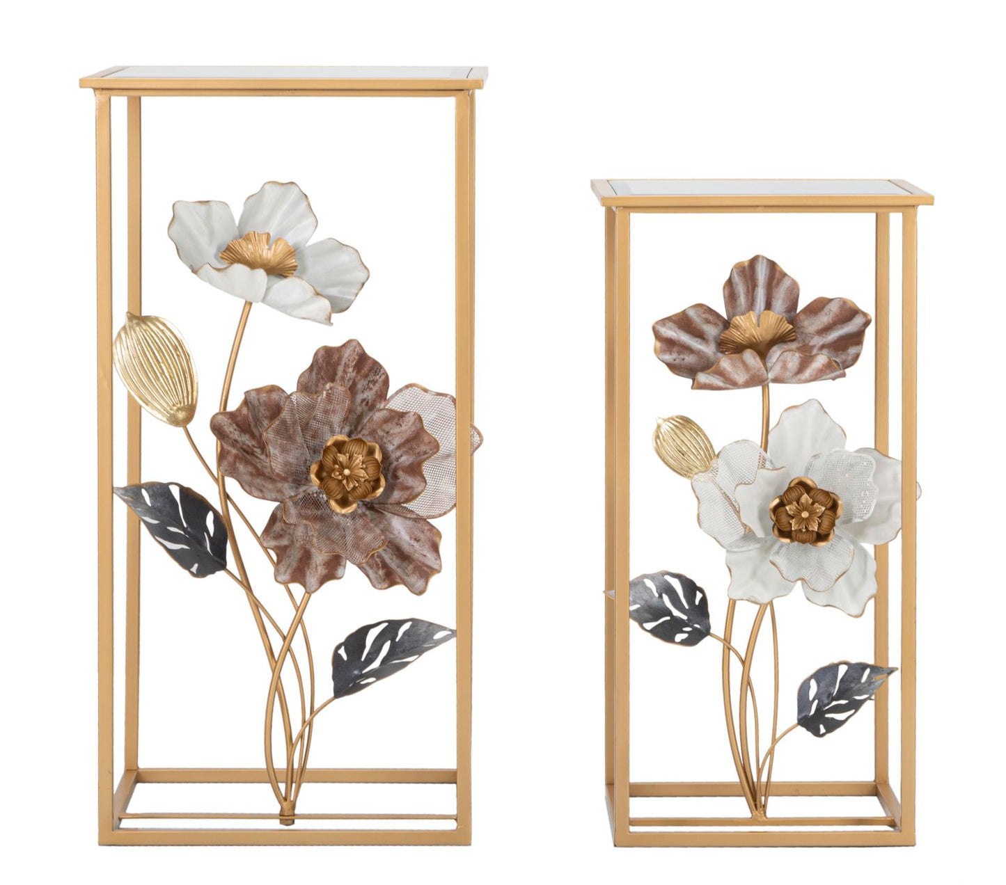 TAVOLINETTI FLEUR COPPIA CM 36X36X70-30X30X60