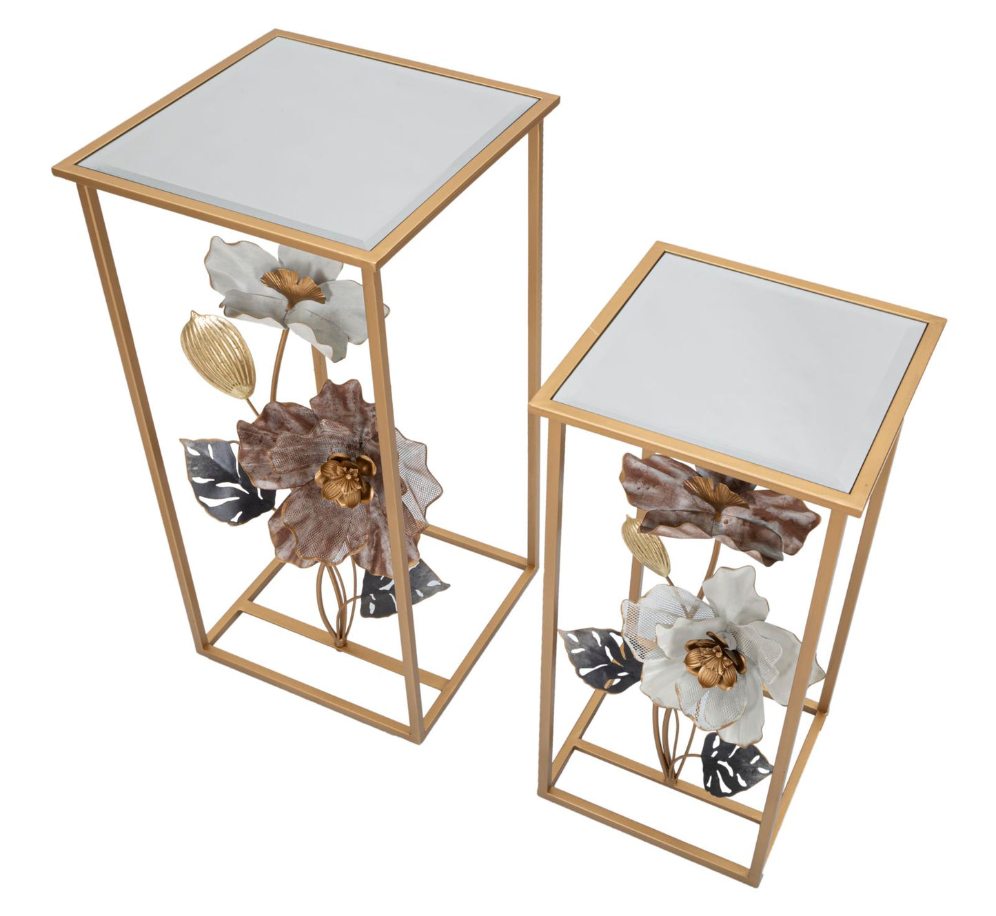 TAVOLINETTI FLEUR COPPIA CM 36X36X70-30X30X60