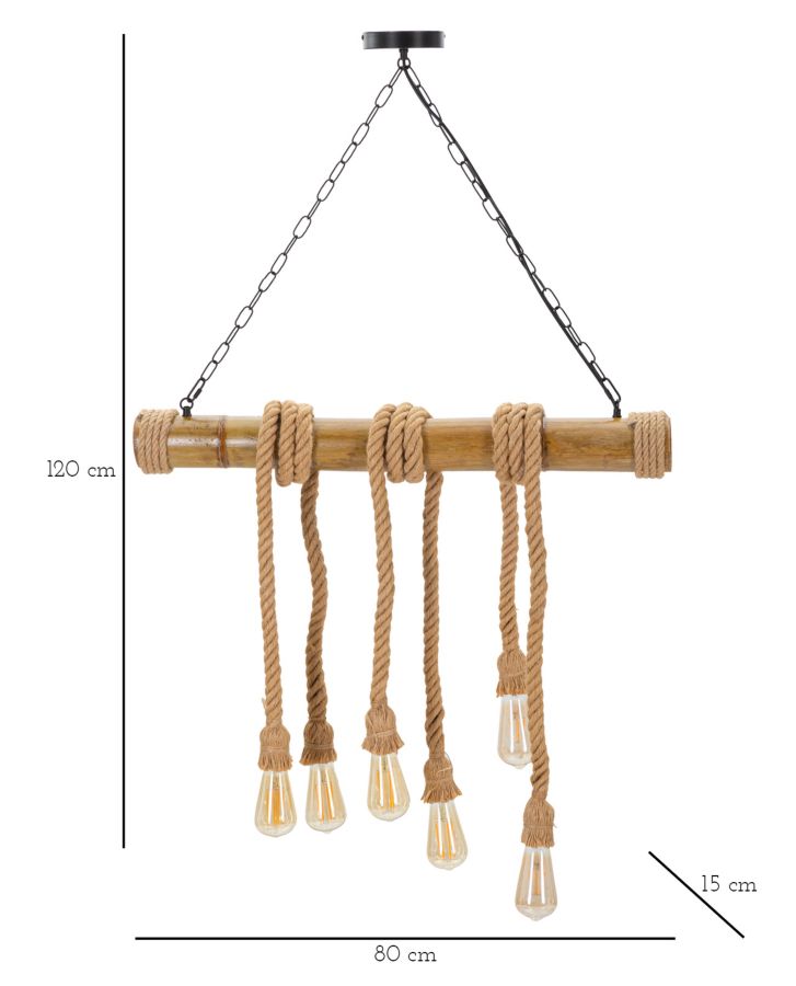 LAMPADARIO BAMBOU/CORDE CM 80X15X120