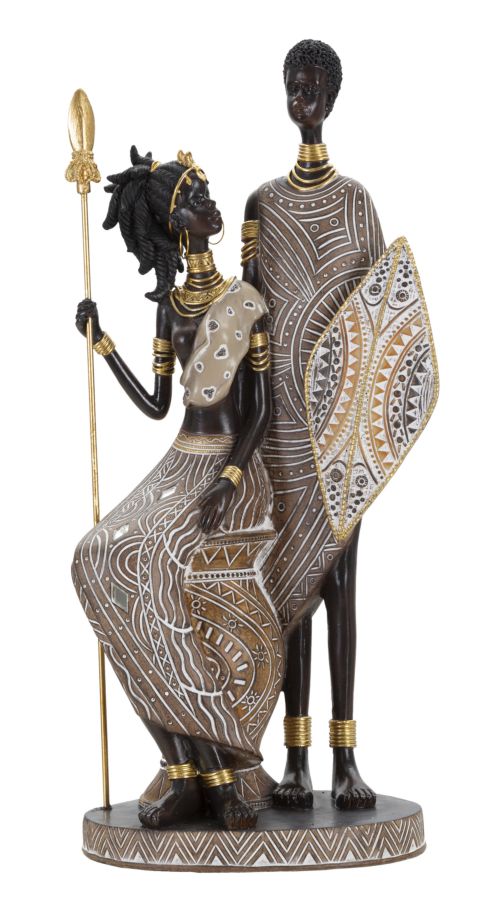 FAMILLE TRIBALE MASAI CM 16,5X11,5X38