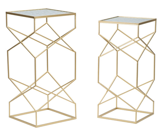 TAVOLINETTI VERRE COPPIA CM 31,5X31,5X68-28X28X64
