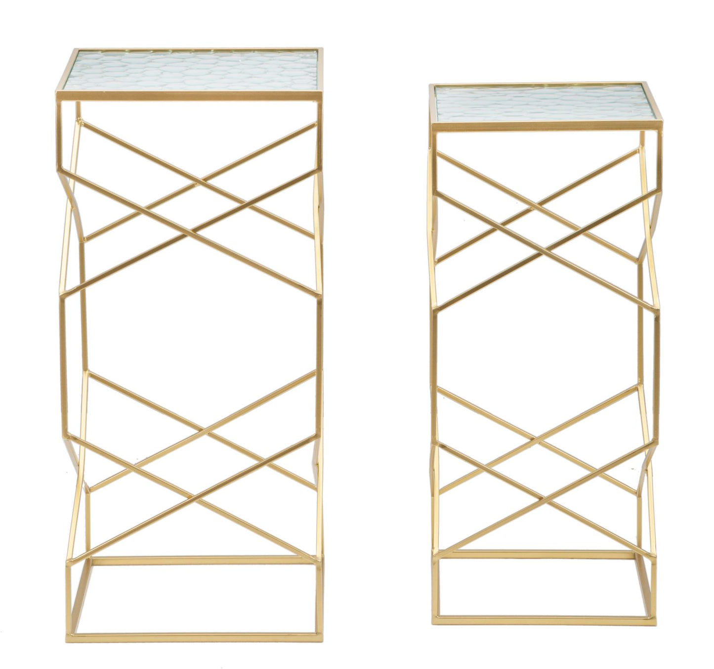 TAVOLINETTI VERRE COPPIA CM 31,5X31,5X68-28X28X64