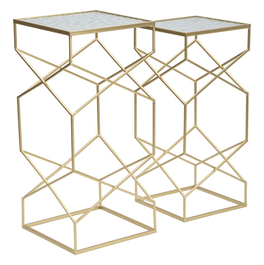 TAVOLINETTI VERRE COPPIA CM 31,5X31,5X68-28X28X64