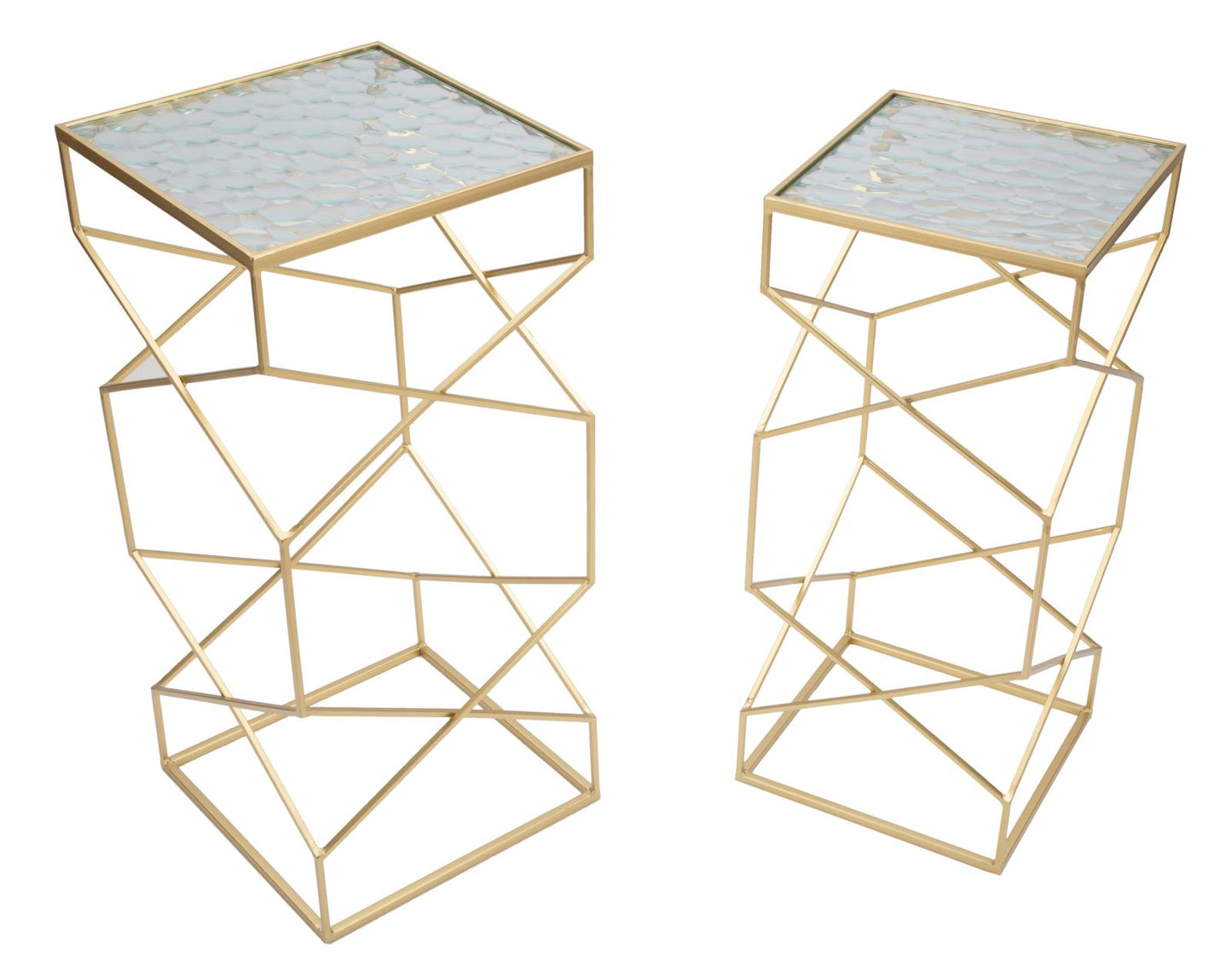 TAVOLINETTI VERRE COPPIA CM 31,5X31,5X68-28X28X64