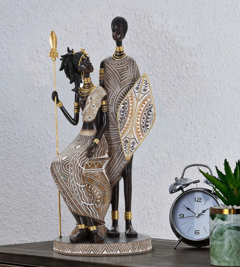 FAMILLE TRIBALE MASAI CM 16,5X11,5X38